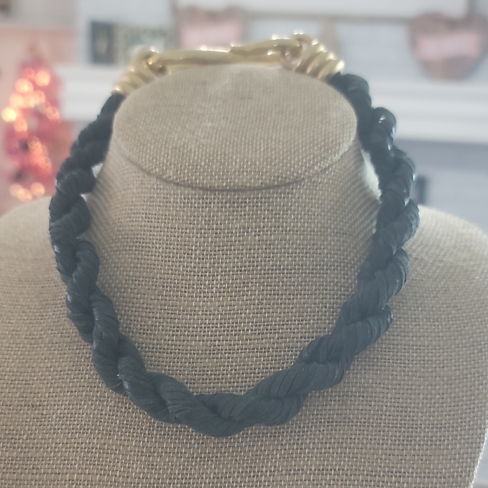 Elegant Black and Gold Braided Necklace